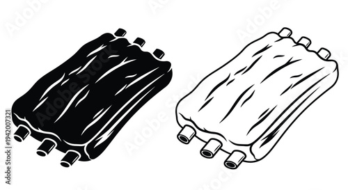 Two rack of ribs illustrations in a bold graphic silhouette