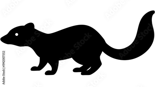 skunk black silhouette icon, wild animal silhouette, transparent background