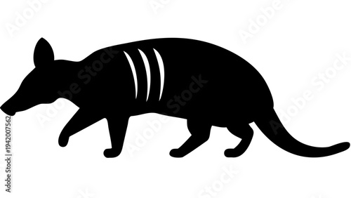 armadillo black silhouette icon, armored animal silhouette, transparent background