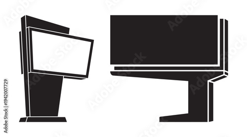 Information kiosk and digital billboard signage structures for outdoor advertising vector graphics
