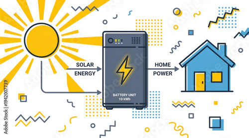 Solar Energy Storage System Connected to Home Power Supply, Isolated on Transparent Background