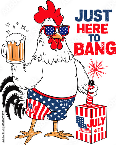 Schilderij op canvas Just Here To Bang Svg, 4th of July SVG, Fourth of July Svg