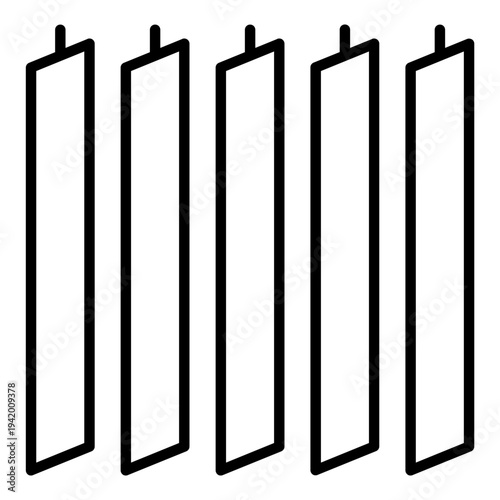 Vertical Blinds Window Icon – Modern Interior Flat Vector