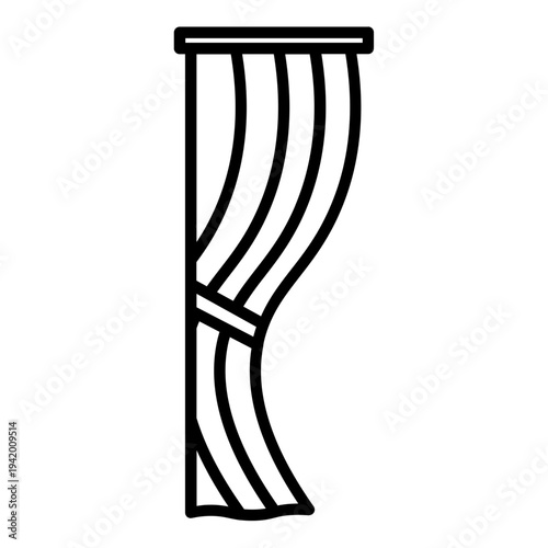 Curtain Window Icon – Modern Interior Flat Vector Illustration