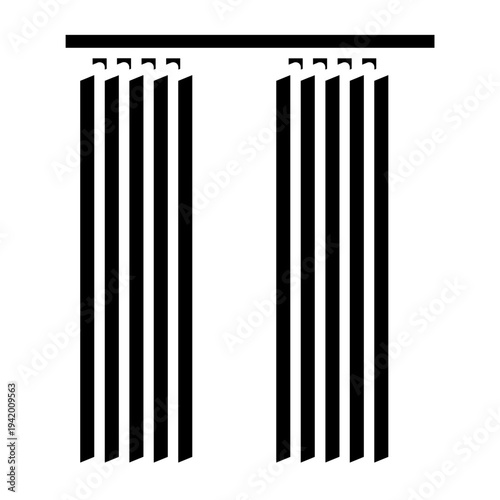 Vertical Blinds Window Icon – Modern Interior Flat Vector