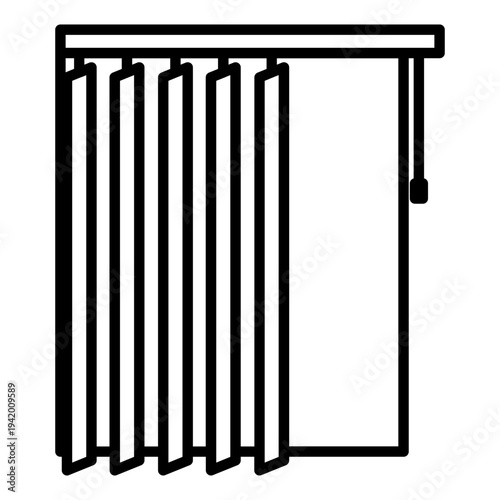Vertical Blinds Window Icon – Modern Interior Flat Vector