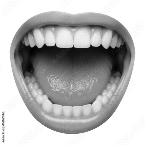Fotografía Monochrome halftone illustration of a wide open mouth screaming or shouting