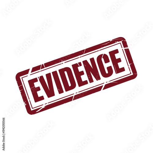 A red evidence stamp on a white background, symbolizing proof and verification.