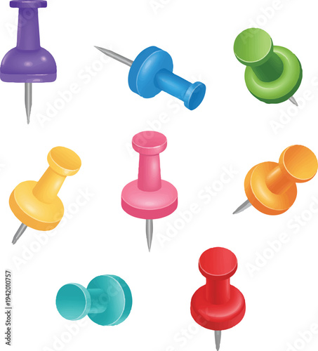 set of colored push pins