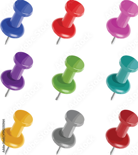 set of colored push pins