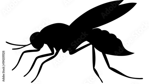 mosquito black silhouette icon, biting insect silhouette, transparent background
