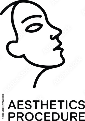 Aesthetic face profile illustration, cosmetic procedure icon, medical beauty treatment logo, dermatology design element, facial enhancement graphic, minimalist healthcare art, plastic surgery symbol