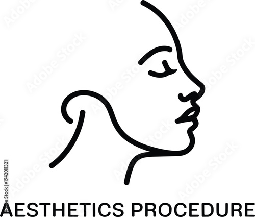Aesthetic human profile illustration, cosmetic procedure icon, medical beauty treatment logo, dermatology design element, facial enhancement graphic, minimalist healthcare art, plastic surgery symbol