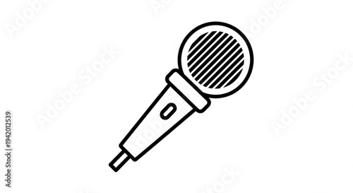 Microphone icon with striped grill on transparent background for music and podcasting