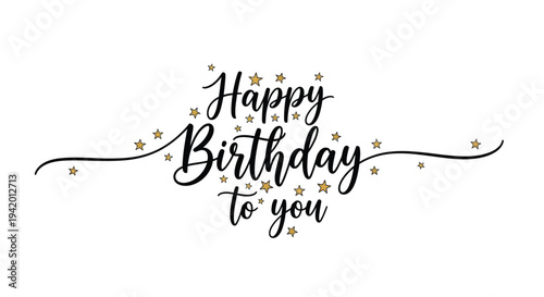 Elegant birthday greeting with golden stars modern calligraphy silhouette