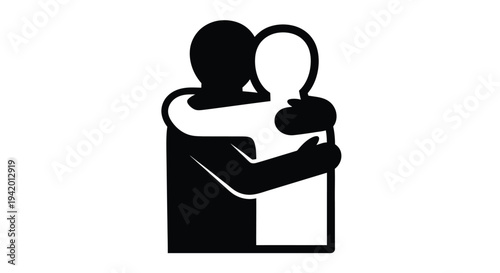 A tender embrace between parent and child a striking silhouette