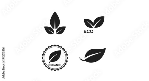 Green Nature Pack – Minimal Herbal Leaf Silhouette Logo Set