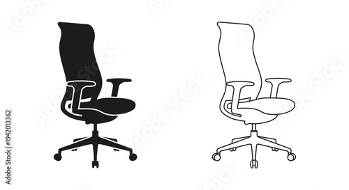 Two office chairs one depicted as a dark silhouette