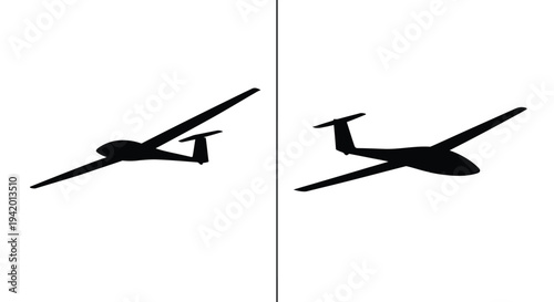 Two gliders in flight depicted as a striking black silhouette