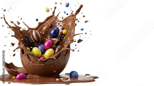 Easter eggs chocolate explosion colorful candy surprise