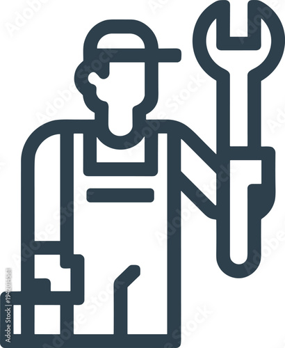 Mechanic worker icon, repair service illustration, toolbox and wrench symbol, maintenance professional design, technical labor vector, industrial job occupation artwork