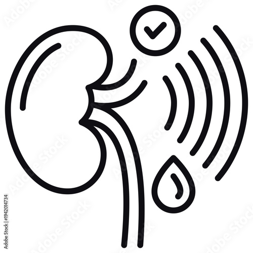 Kidney Check Line Icon