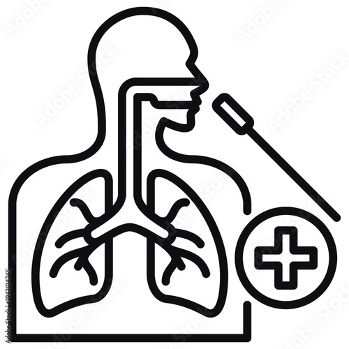 Respiratory Test Line Icon