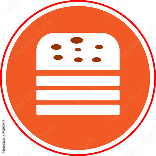 Delicious sandwich icon featuring a toasted bread with sesame seeds.