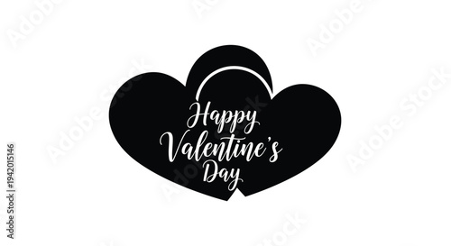Happy valentine s day message within a heart shaped black silhouette