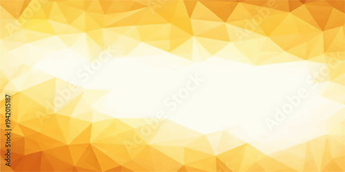 Abstract bright yellow vector background with a geometric triangle pattern and mosaic texture features a gradient orange design for a modern wallpaper backdrop template