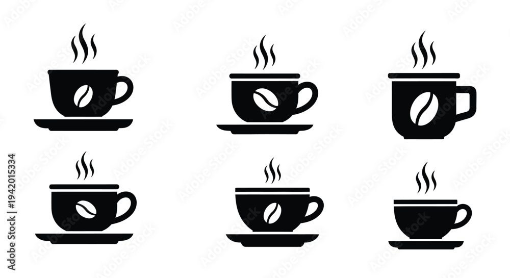 custom made wallpaper toronto digitalThree rows of coffee cups with steam a minimalist silhouette