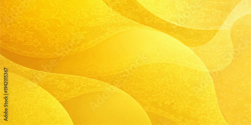 Yellow silk fabric texture with a gold gradient wave and light orange line patterns creates a motion effect in this abstract sun energy backdrop illustration