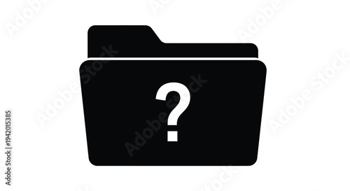 Black folder icon with a question mark simple graphic silhouette