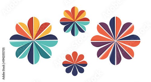 Abstract floral designs in vibrant colors form a striking silhouette