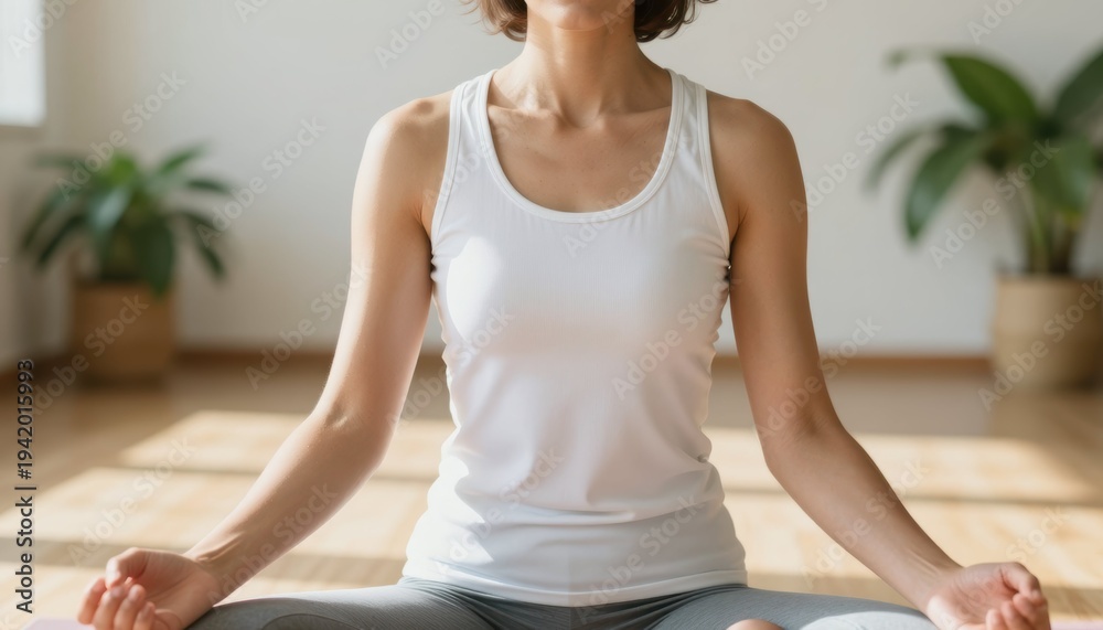 Fototapeta premium Meditation session for mindfulness yoga studio wellness practice indoor space close-up view tranquility and balance