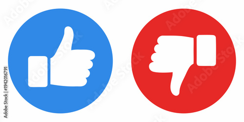 A blue thumbs up and a red thumbs down on oval backgrounds