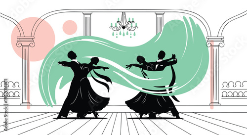 Set of 3 dancing silhouettes vector illustration