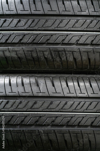 Close-up of summer tire protectors from a car