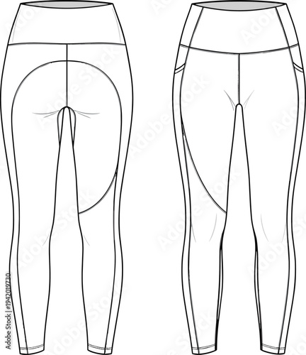 Technical of white leggings from back and side technical white clothing fashion garment