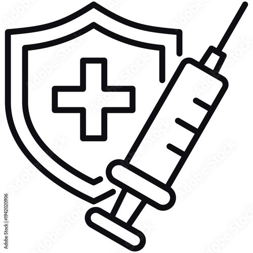 Vaccine Shield Line Icon