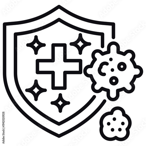 Antibacterial Shield Line Icon
