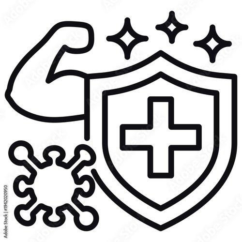 Immune Strength Line Icon