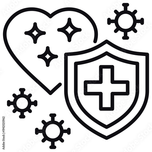 Wellness Shield Line Icon