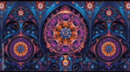 Intricate fractal mandala art design