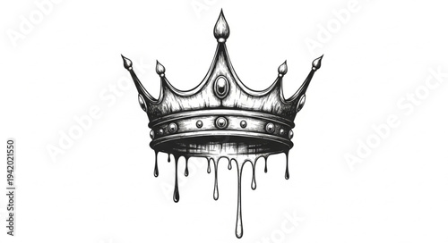 Graffiti Style Crown Illustration with Dripping Effect.