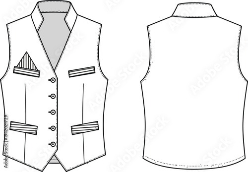 White vest with buttons and pockets fashion