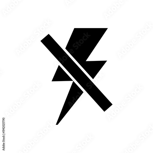Broken Lightning Bolt Symbol Vector Silhouette Isolated on White Background