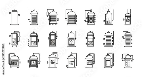 Collection of industrial pump icons.