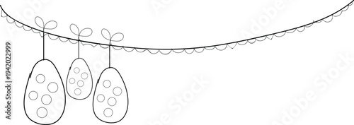 Easter sun day decorations with hanging ornaments and garland