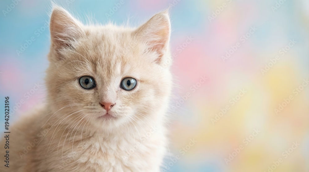 Fototapeta premium Cute orange kitten with blue eyes.